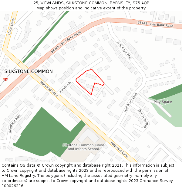 25, VIEWLANDS, SILKSTONE COMMON, BARNSLEY, S75 4QP: Location map and indicative extent of plot