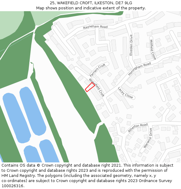 25, WAKEFIELD CROFT, ILKESTON, DE7 9LG: Location map and indicative extent of plot