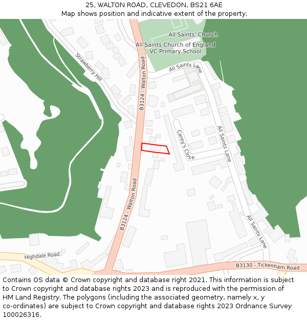 25, WALTON ROAD, CLEVEDON, BS21 6AE: Location map and indicative extent of plot