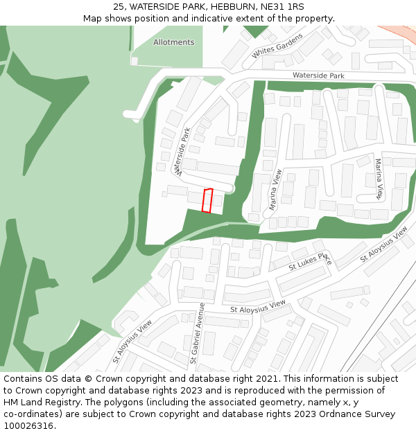 25, WATERSIDE PARK, HEBBURN, NE31 1RS: Location map and indicative extent of plot