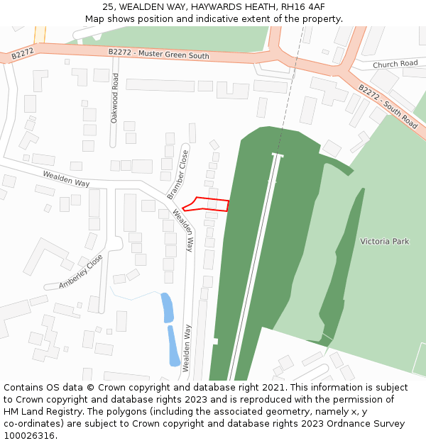 25, WEALDEN WAY, HAYWARDS HEATH, RH16 4AF: Location map and indicative extent of plot