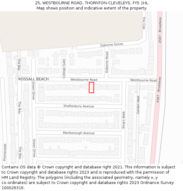 25, WESTBOURNE ROAD, THORNTON-CLEVELEYS, FY5 1HL: Location map and indicative extent of plot