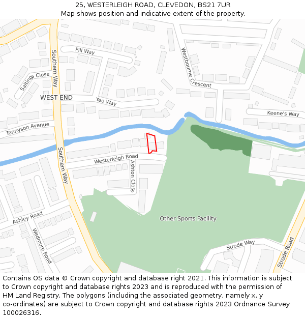 25, WESTERLEIGH ROAD, CLEVEDON, BS21 7UR: Location map and indicative extent of plot