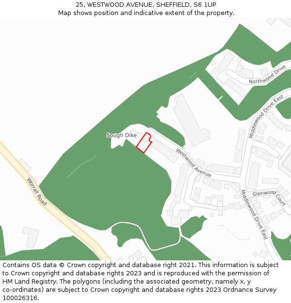 25, WESTWOOD AVENUE, SHEFFIELD, S6 1UP: Location map and indicative extent of plot