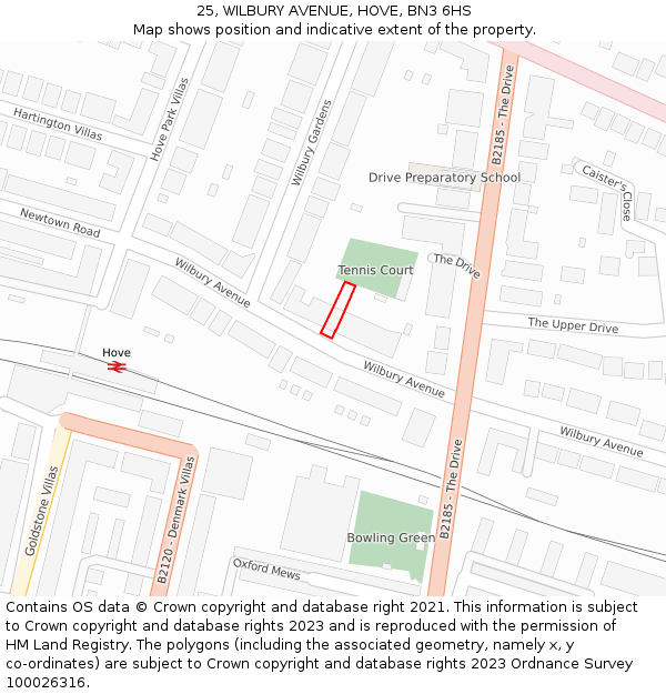 25, WILBURY AVENUE, HOVE, BN3 6HS: Location map and indicative extent of plot