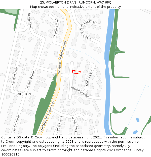 25, WOLVERTON DRIVE, RUNCORN, WA7 6PQ: Location map and indicative extent of plot