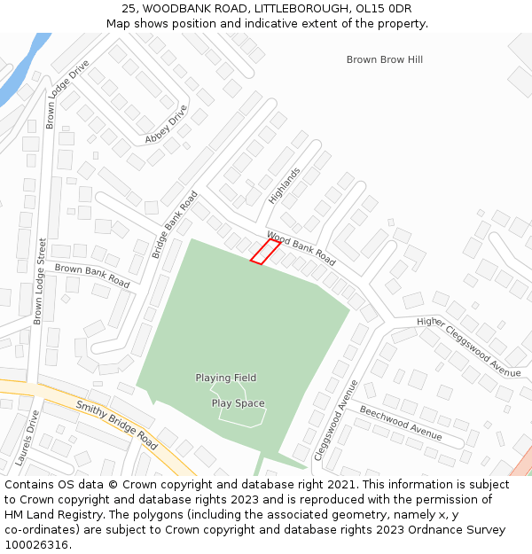 25, WOODBANK ROAD, LITTLEBOROUGH, OL15 0DR: Location map and indicative extent of plot