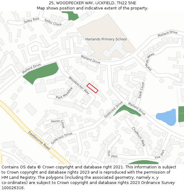 25, WOODPECKER WAY, UCKFIELD, TN22 5NE: Location map and indicative extent of plot