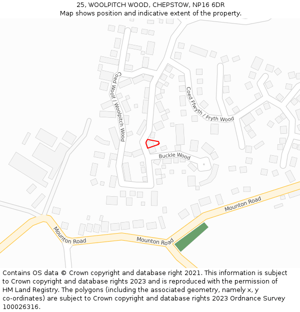 25, WOOLPITCH WOOD, CHEPSTOW, NP16 6DR: Location map and indicative extent of plot