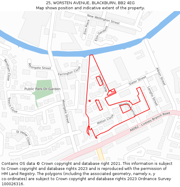25, WORSTEN AVENUE, BLACKBURN, BB2 4EG: Location map and indicative extent of plot