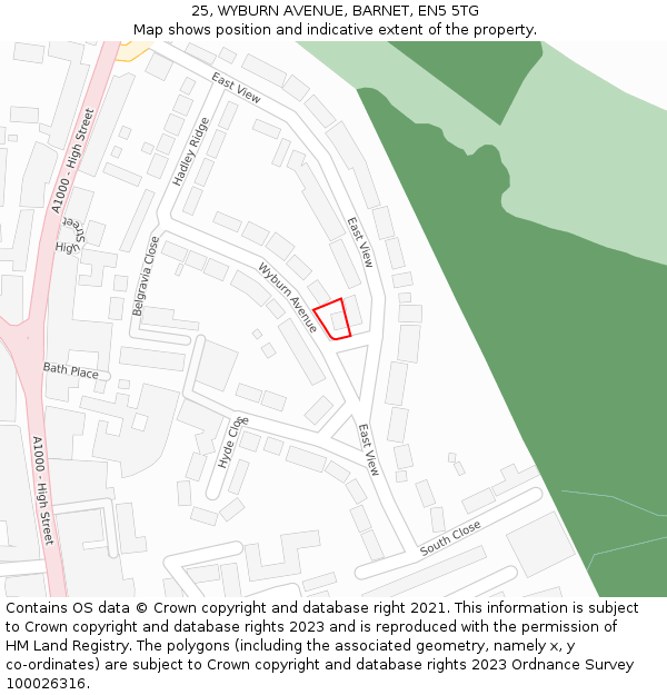 25, WYBURN AVENUE, BARNET, EN5 5TG: Location map and indicative extent of plot
