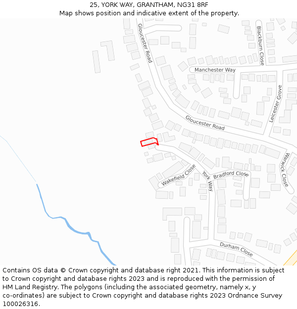 25, YORK WAY, GRANTHAM, NG31 8RF: Location map and indicative extent of plot