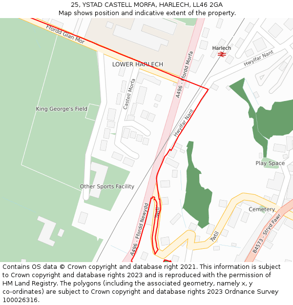 25, YSTAD CASTELL MORFA, HARLECH, LL46 2GA: Location map and indicative extent of plot