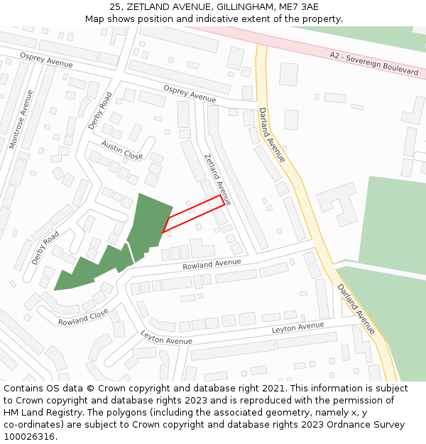 25, ZETLAND AVENUE, GILLINGHAM, ME7 3AE: Location map and indicative extent of plot