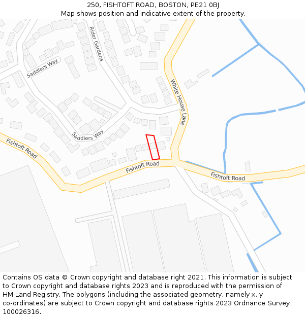 250, FISHTOFT ROAD, BOSTON, PE21 0BJ: Location map and indicative extent of plot