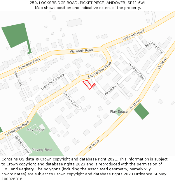 250, LOCKSBRIDGE ROAD, PICKET PIECE, ANDOVER, SP11 6WL: Location map and indicative extent of plot