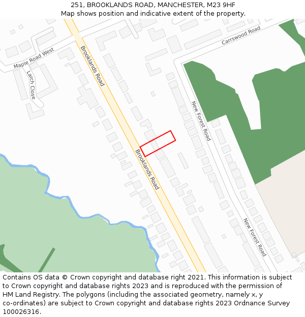 251, BROOKLANDS ROAD, MANCHESTER, M23 9HF: Location map and indicative extent of plot