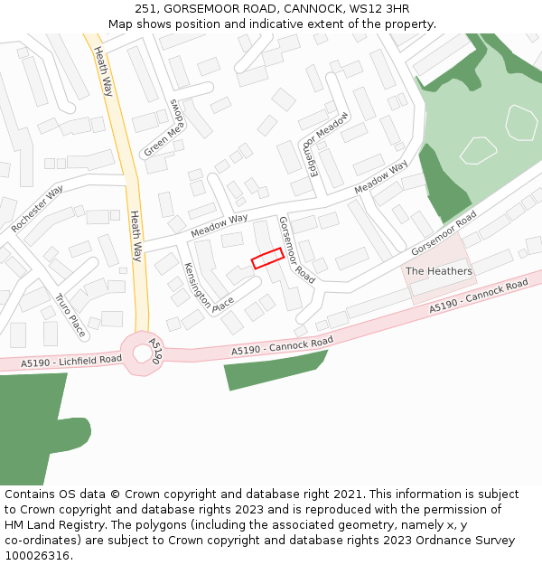 251, GORSEMOOR ROAD, CANNOCK, WS12 3HR: Location map and indicative extent of plot
