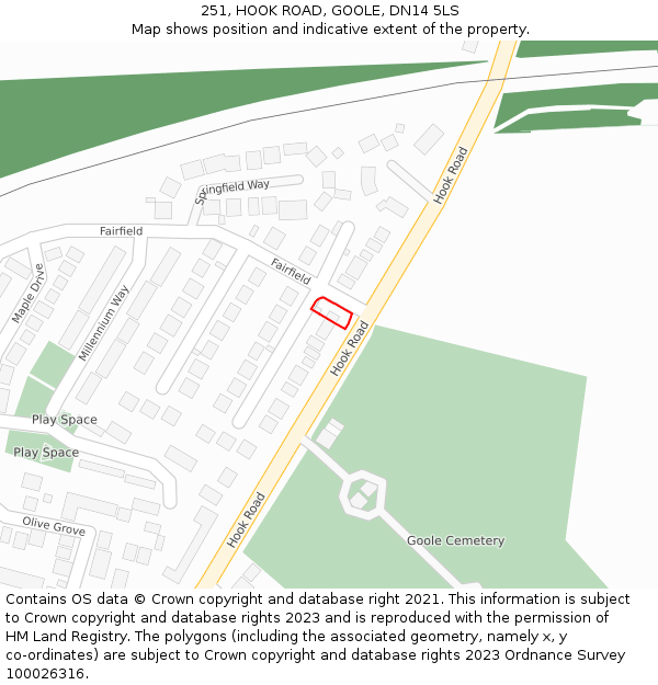 251, HOOK ROAD, GOOLE, DN14 5LS: Location map and indicative extent of plot