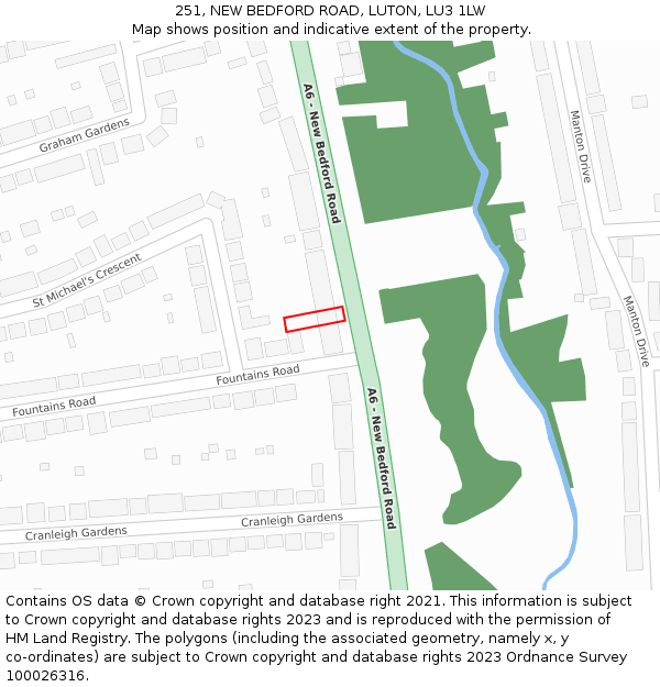 251, NEW BEDFORD ROAD, LUTON, LU3 1LW: Location map and indicative extent of plot