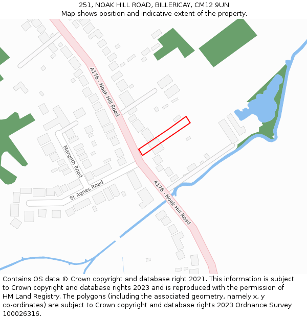 251, NOAK HILL ROAD, BILLERICAY, CM12 9UN: Location map and indicative extent of plot