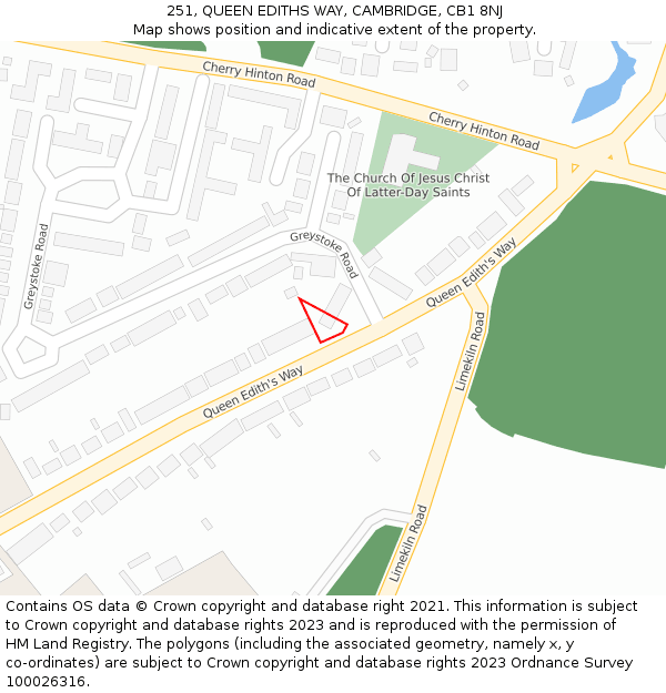 251, QUEEN EDITHS WAY, CAMBRIDGE, CB1 8NJ: Location map and indicative extent of plot