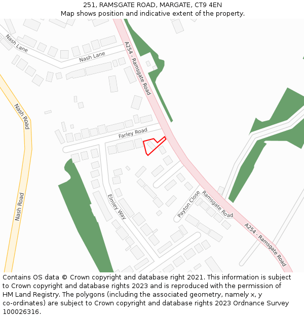 251, RAMSGATE ROAD, MARGATE, CT9 4EN: Location map and indicative extent of plot