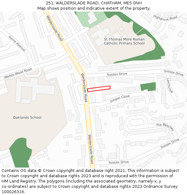 251, WALDERSLADE ROAD, CHATHAM, ME5 0NH: Location map and indicative extent of plot