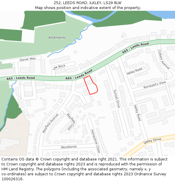 252, LEEDS ROAD, ILKLEY, LS29 8LW: Location map and indicative extent of plot