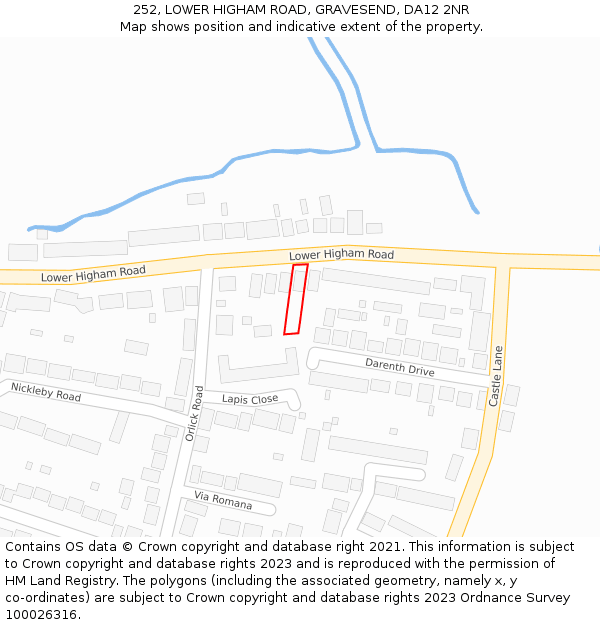 252, LOWER HIGHAM ROAD, GRAVESEND, DA12 2NR: Location map and indicative extent of plot