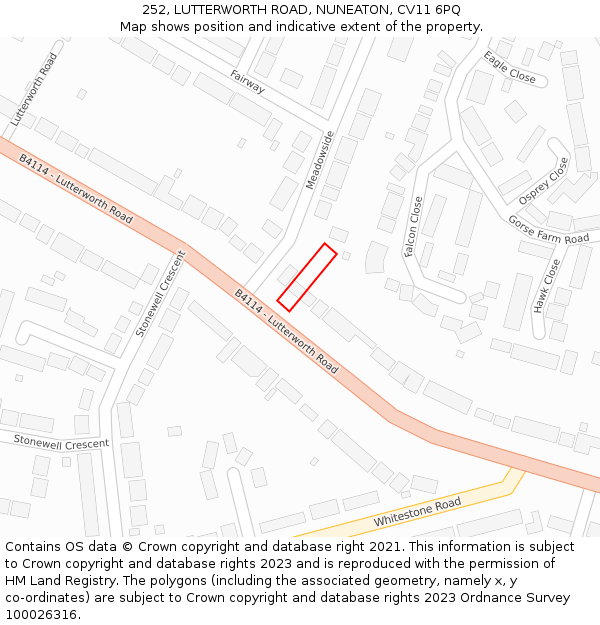 252, LUTTERWORTH ROAD, NUNEATON, CV11 6PQ: Location map and indicative extent of plot