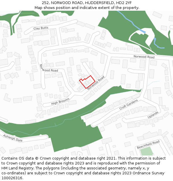 252, NORWOOD ROAD, HUDDERSFIELD, HD2 2YF: Location map and indicative extent of plot