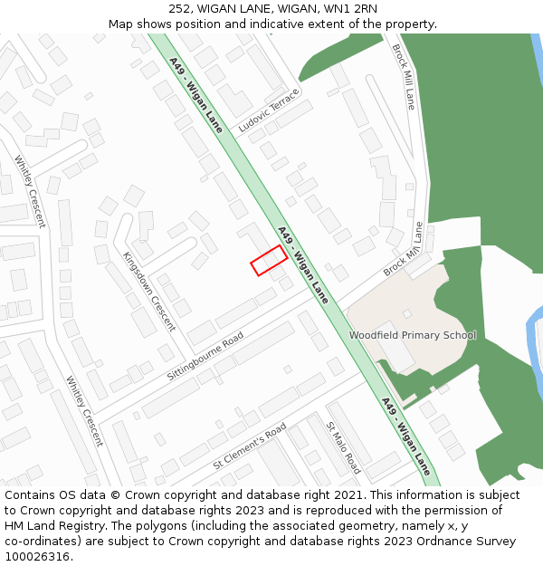 252, WIGAN LANE, WIGAN, WN1 2RN: Location map and indicative extent of plot