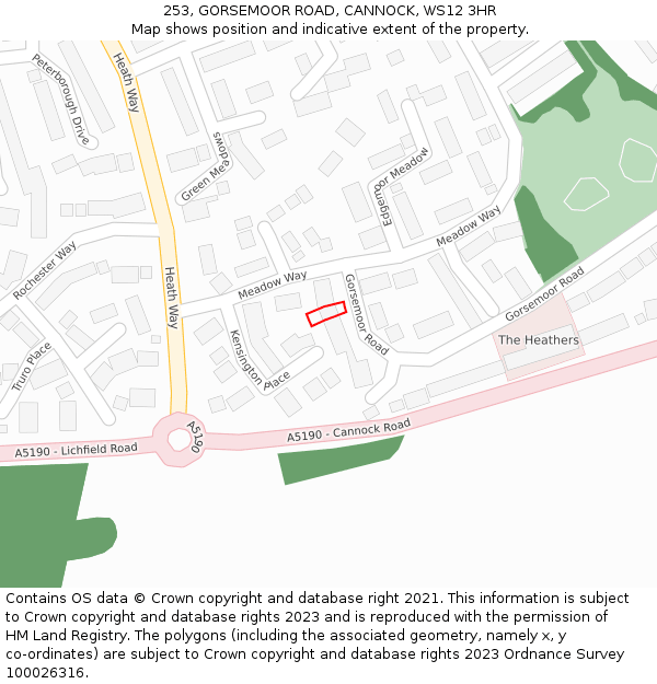 253, GORSEMOOR ROAD, CANNOCK, WS12 3HR: Location map and indicative extent of plot