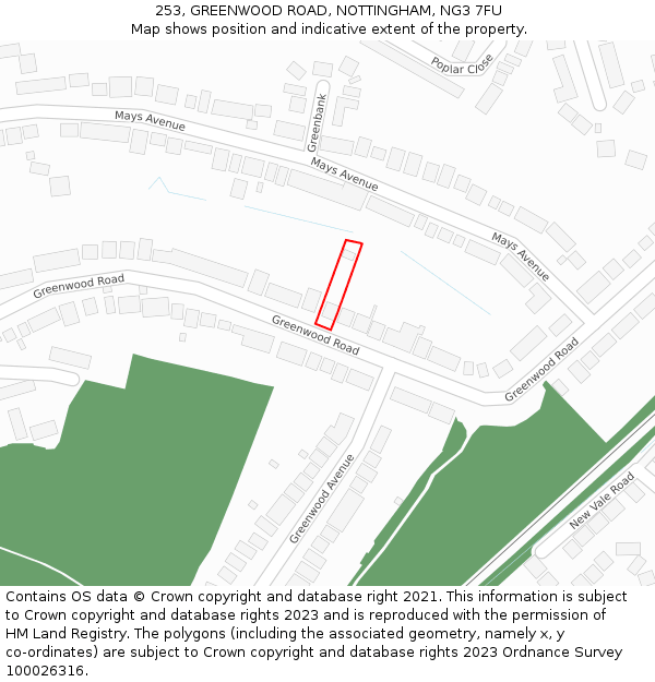 253, GREENWOOD ROAD, NOTTINGHAM, NG3 7FU: Location map and indicative extent of plot