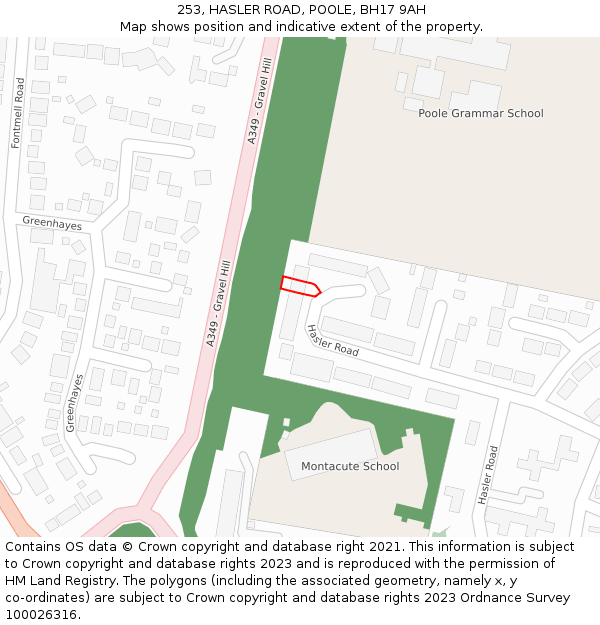 253, HASLER ROAD, POOLE, BH17 9AH: Location map and indicative extent of plot