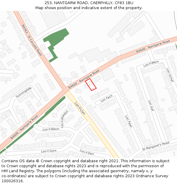 253, NANTGARW ROAD, CAERPHILLY, CF83 1BU: Location map and indicative extent of plot