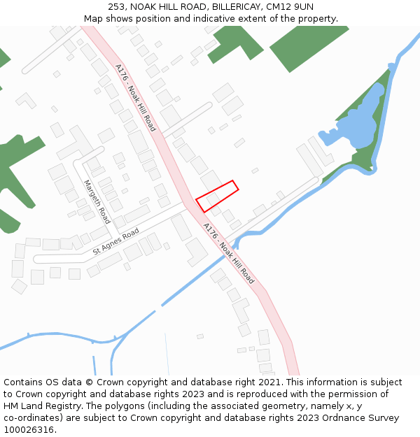 253, NOAK HILL ROAD, BILLERICAY, CM12 9UN: Location map and indicative extent of plot