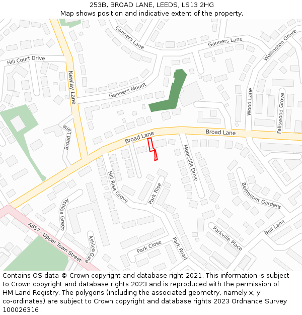 253B, BROAD LANE, LEEDS, LS13 2HG: Location map and indicative extent of plot