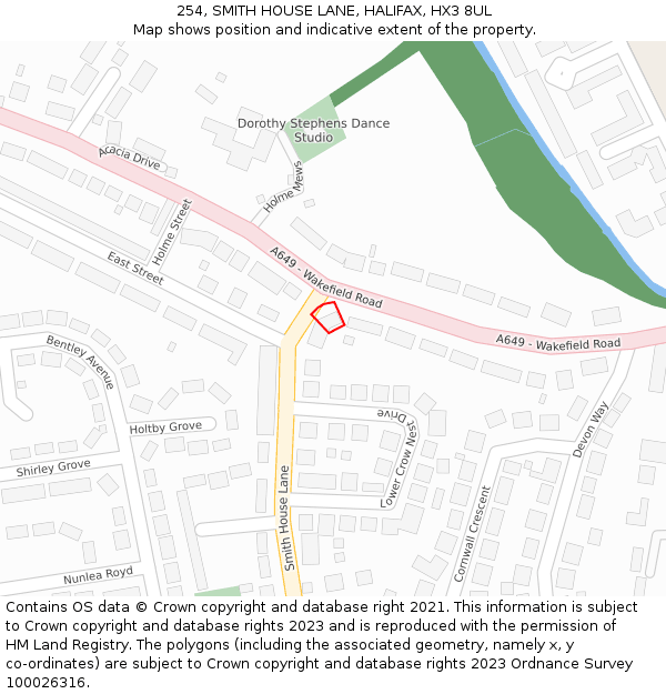 254, SMITH HOUSE LANE, HALIFAX, HX3 8UL: Location map and indicative extent of plot