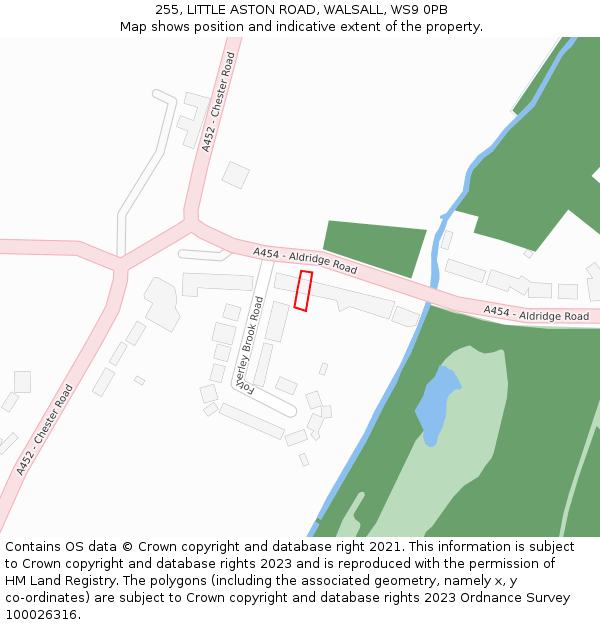 255, LITTLE ASTON ROAD, WALSALL, WS9 0PB: Location map and indicative extent of plot