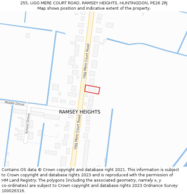 255, UGG MERE COURT ROAD, RAMSEY HEIGHTS, HUNTINGDON, PE26 2RJ: Location map and indicative extent of plot