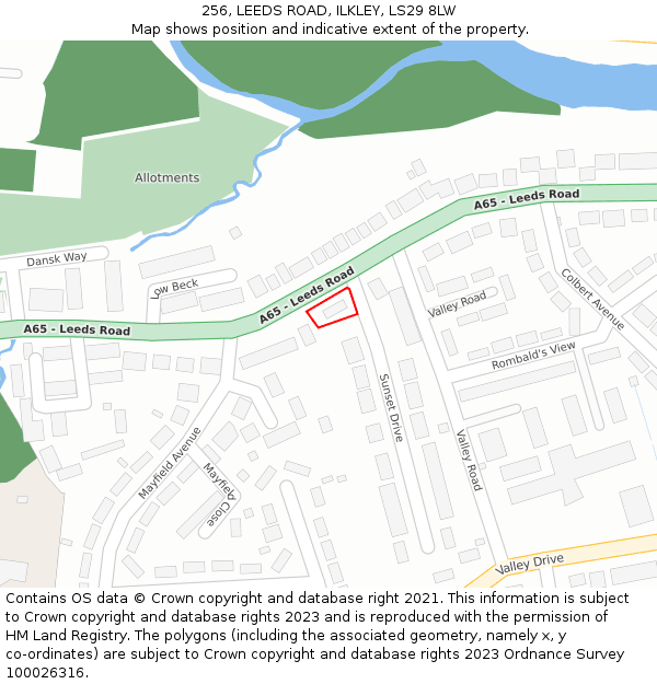 256, LEEDS ROAD, ILKLEY, LS29 8LW: Location map and indicative extent of plot