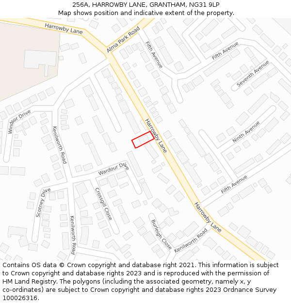 256A, HARROWBY LANE, GRANTHAM, NG31 9LP: Location map and indicative extent of plot