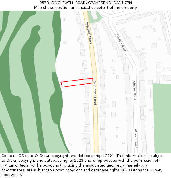 257B, SINGLEWELL ROAD, GRAVESEND, DA11 7RN: Location map and indicative extent of plot