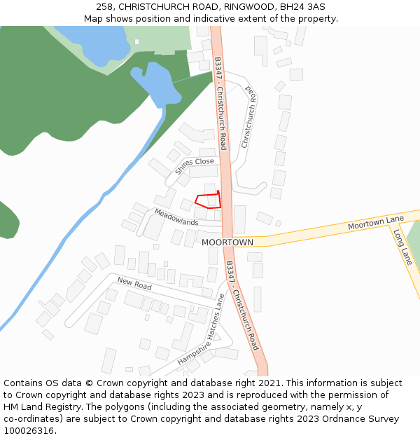 258, CHRISTCHURCH ROAD, RINGWOOD, BH24 3AS: Location map and indicative extent of plot