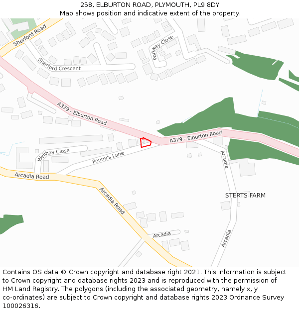 258, ELBURTON ROAD, PLYMOUTH, PL9 8DY: Location map and indicative extent of plot