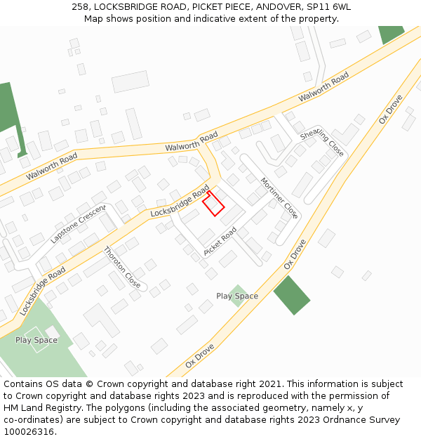 258, LOCKSBRIDGE ROAD, PICKET PIECE, ANDOVER, SP11 6WL: Location map and indicative extent of plot