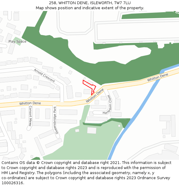 258, WHITTON DENE, ISLEWORTH, TW7 7LU: Location map and indicative extent of plot