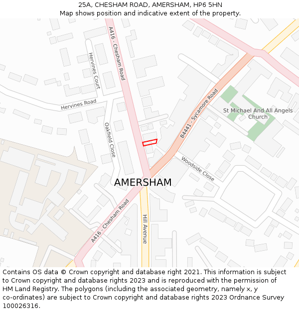 25A, CHESHAM ROAD, AMERSHAM, HP6 5HN: Location map and indicative extent of plot